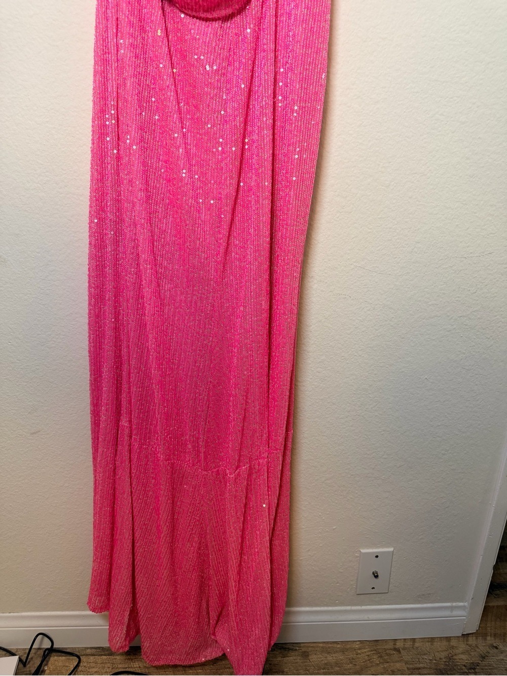 Mac Duggal 26990 Pink Sequin One Shoulder Cowl Back Gown 12 NWT - Picture 5 of 12